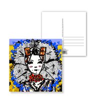 Postkarte Zeeland Mädchen gelbe Tulpen