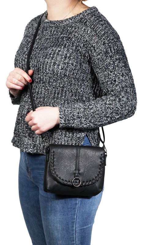 Damen Handtasche aus Lederimitation, schwarz