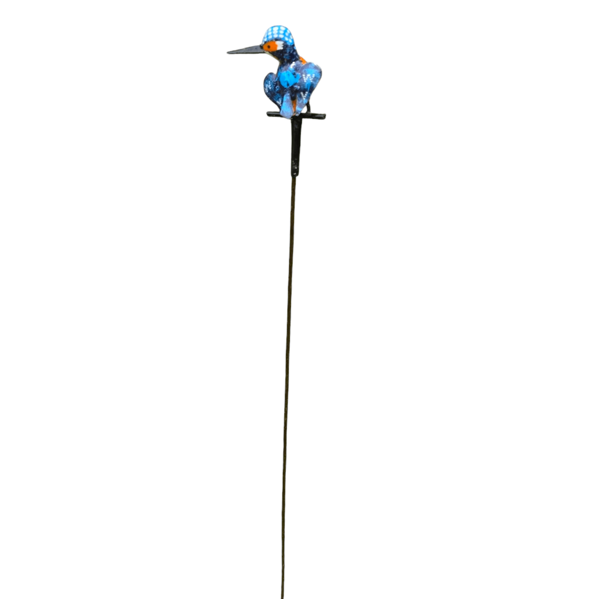 Metal pequeño kingfisher en el palo
