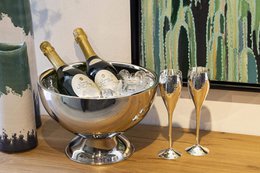 EDZARD champagne cooler bottle cooler wine cooler Cadiz, high-gloss polished stainless steel, double-walled, ø 32 cm