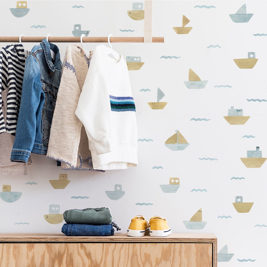 Watercolor boats wall sticker
