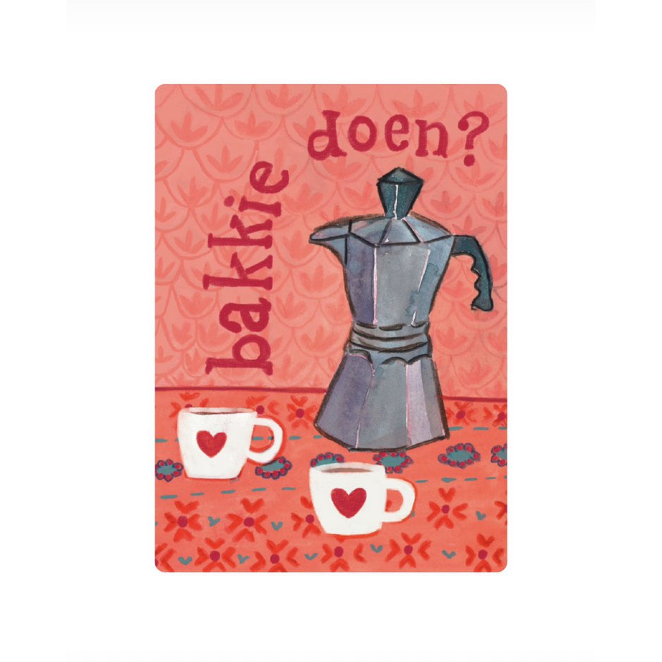Sustainable Eco Card with Coffee pot | Have a cup of coffee | Trendy Postcards | Colorful Art Greeting Cards for Adults