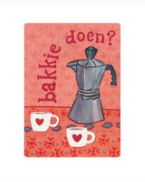 Tarjeta Eco Sostenible con Cafetera | Toma una taza de café | Postales de moda | Tarjetas de felicitación artísticas coloridas para adultos