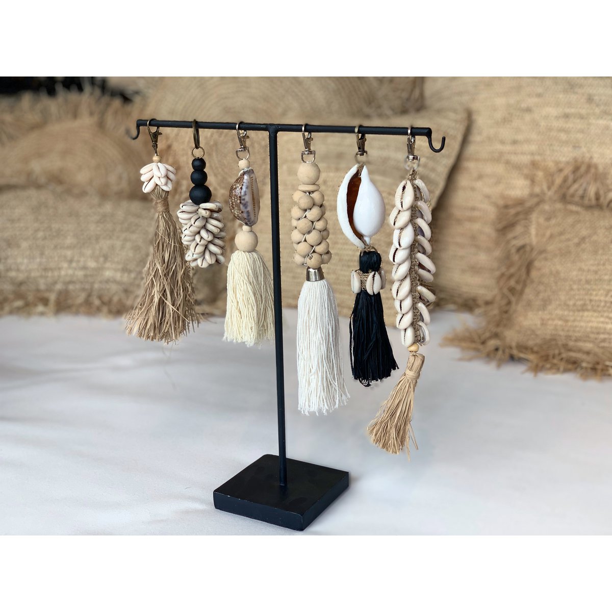 The Raffia Cowrie Shell Keychain