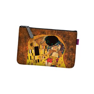 Klimt The Kiss Pochette in grijze vilten zaklijn Bertoni
