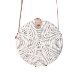 Pulau White Round Rattan Bali Bag 20 cm