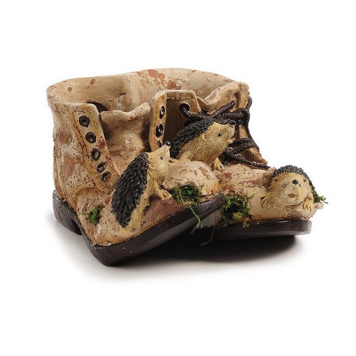 Plantesko med pindsvin lavet af poly 20x16x10cm