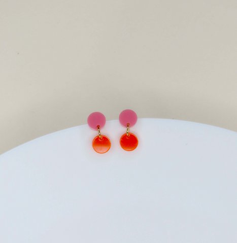 Dotty acrylic earrings in pink neon orange