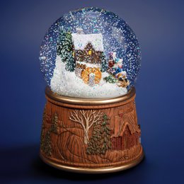 Bola de nieve navideña “Molino de agua” con iluminación y tormenta de nieve automática