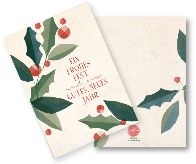 Carte de Noël (carte pliée avec enveloppe) "Fleurs de Noël"