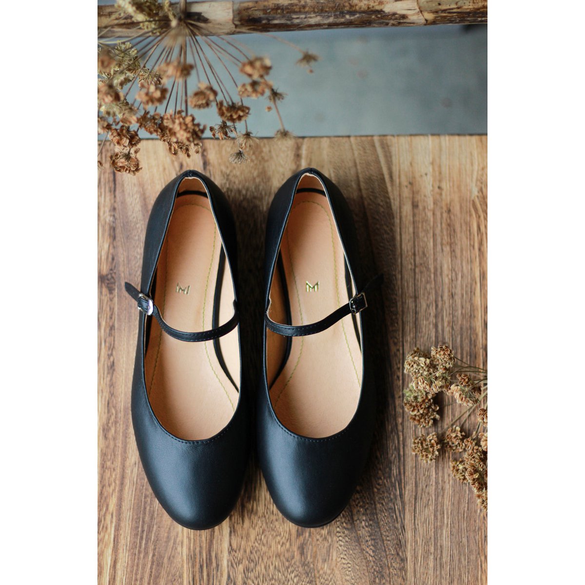 Leren ballerina's - Mary-Jane - Zwart 34-42