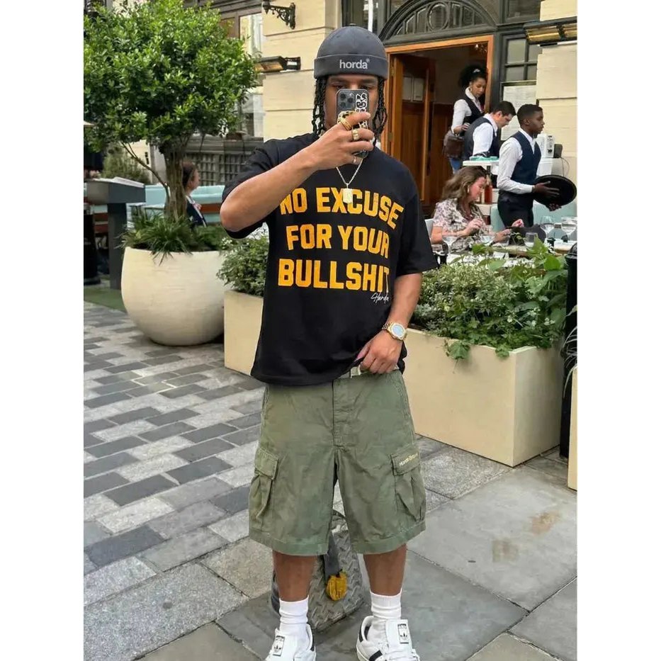 T-Shirt Nera 200gr Oversize Cotone Made in Italy No Excuse