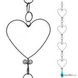 Wire garland - Heart - Blue - to hang