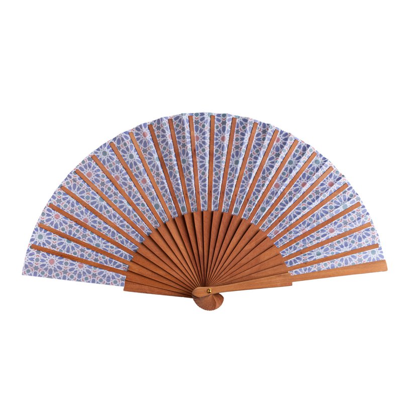 Diamond Mosaic Satin Hand Fan Qamar 23 cm