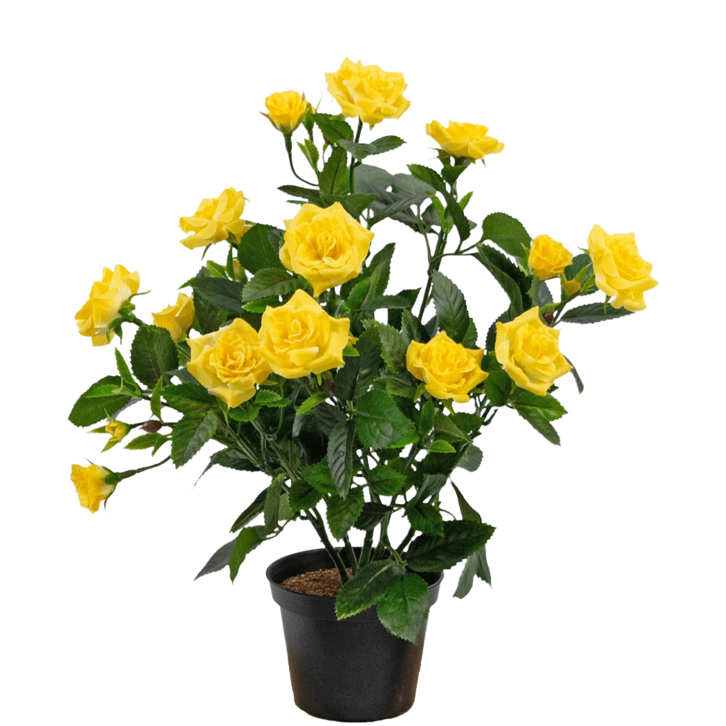 Kunstpflanze Mini Rose UV 35 cm gelb