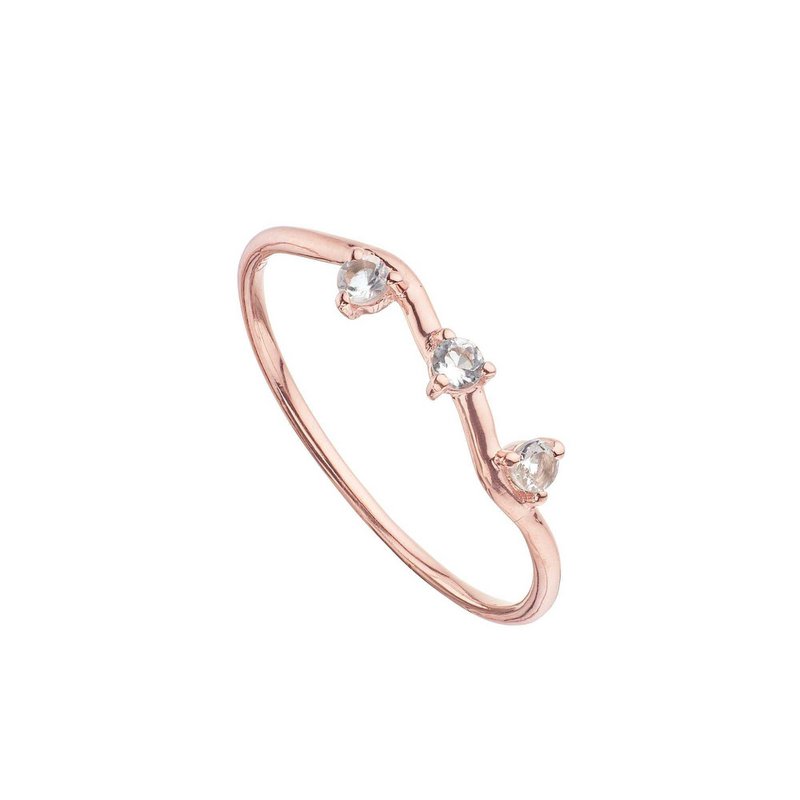 Rose forgyldt tredobbelt bjergkrystal ring