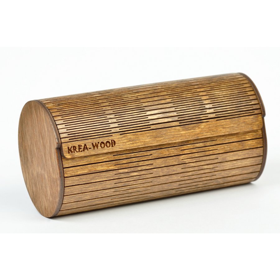 Krea-Wood handgemaakte brillenkoker van berkenhout met magneten. Bruine kleur