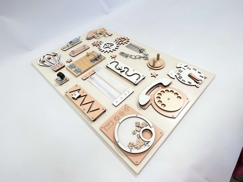 Wooden busy board for toddler- Beige busy board