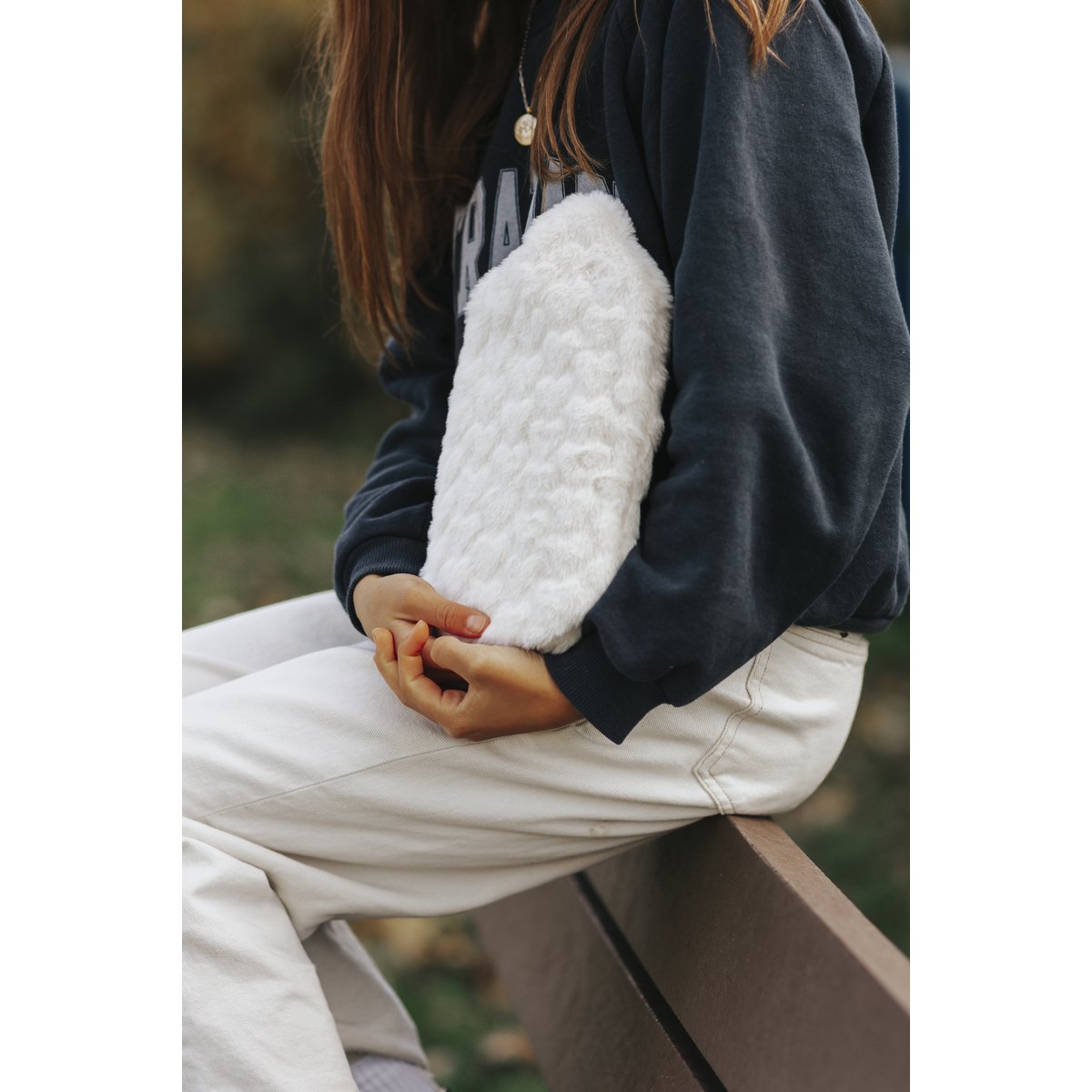 Hot water bottle fluffy hearts 0.8L