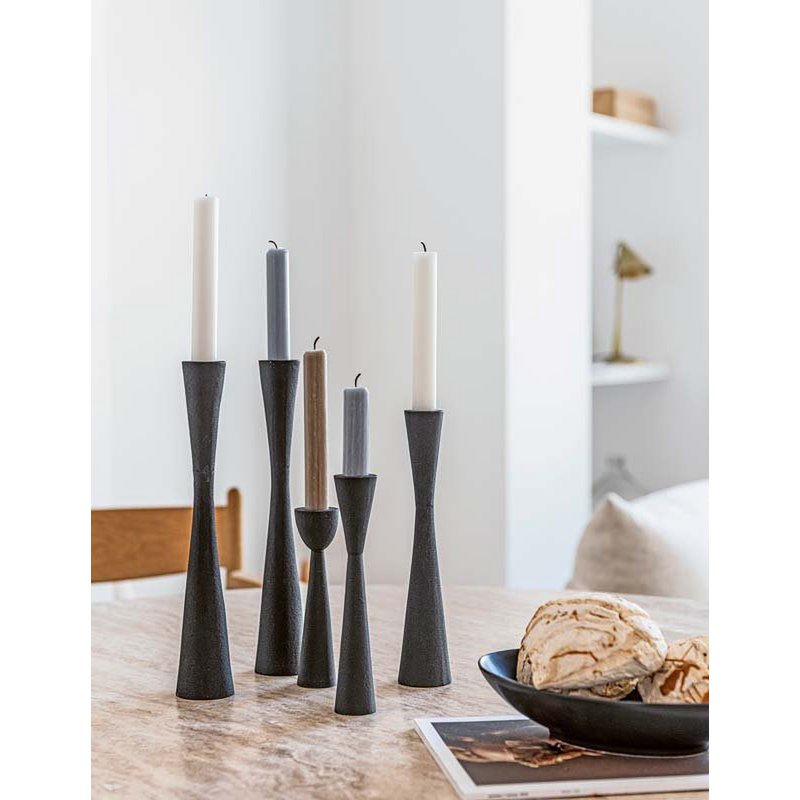 Candle Holder Metal Black 30cm