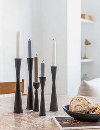 Candle Holder Metal Black 30cm