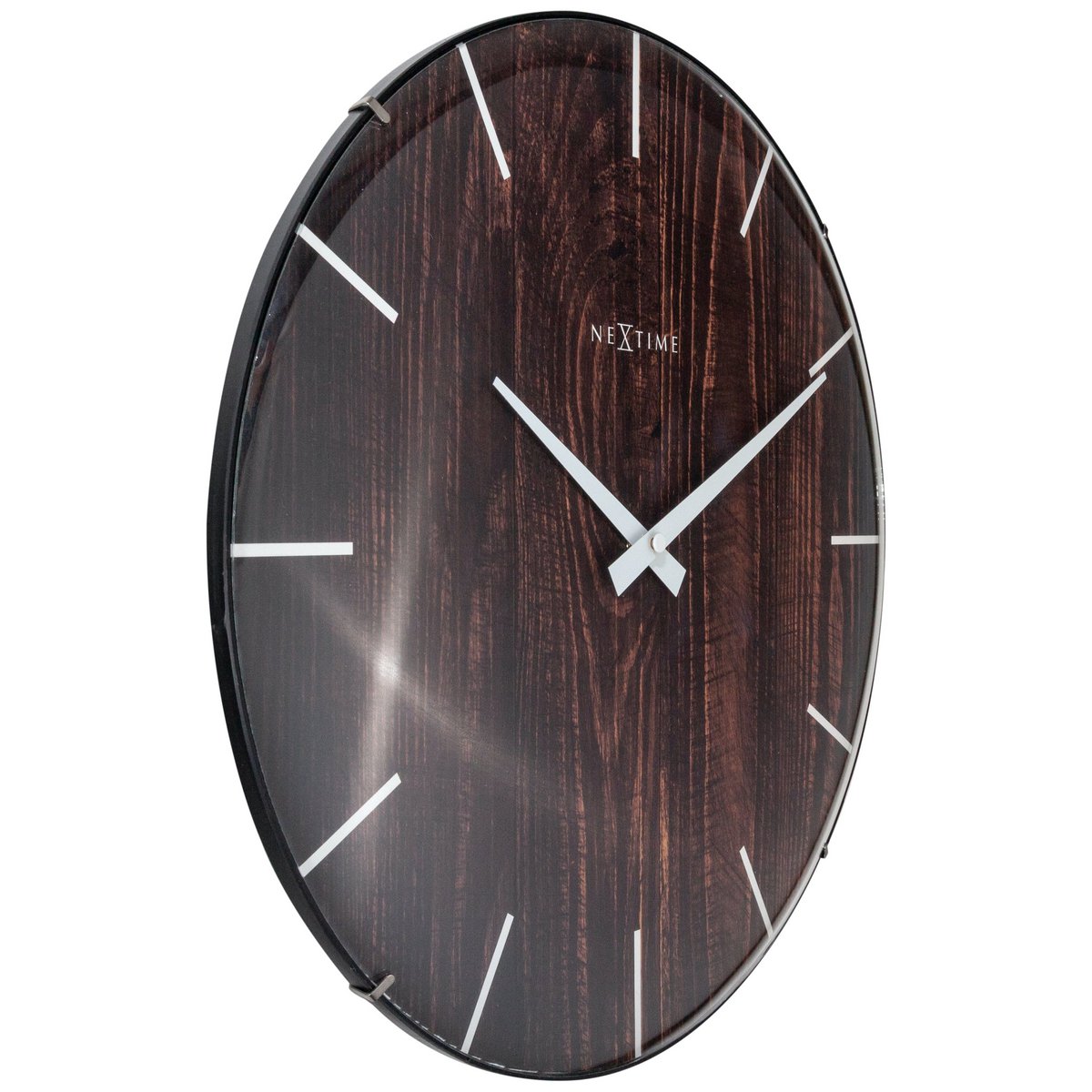 Horloge murale - 35 cm - Dôme Verre - 'Edge Wood Dome'