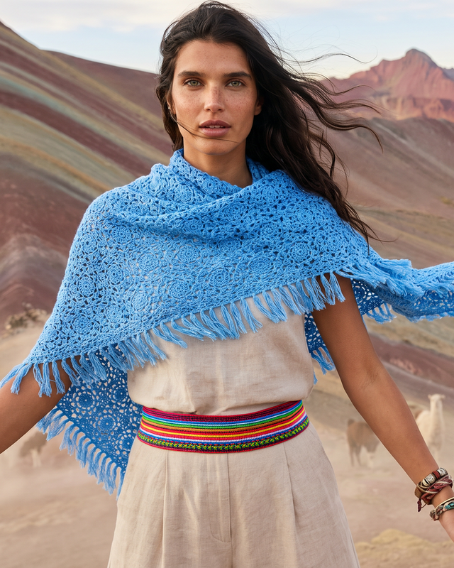 Cashmere scarf LA PAZ hand crocheted triangle