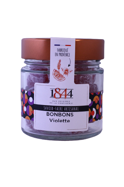 Violette „Blumen“-Bonbons – 160-g-Glas
