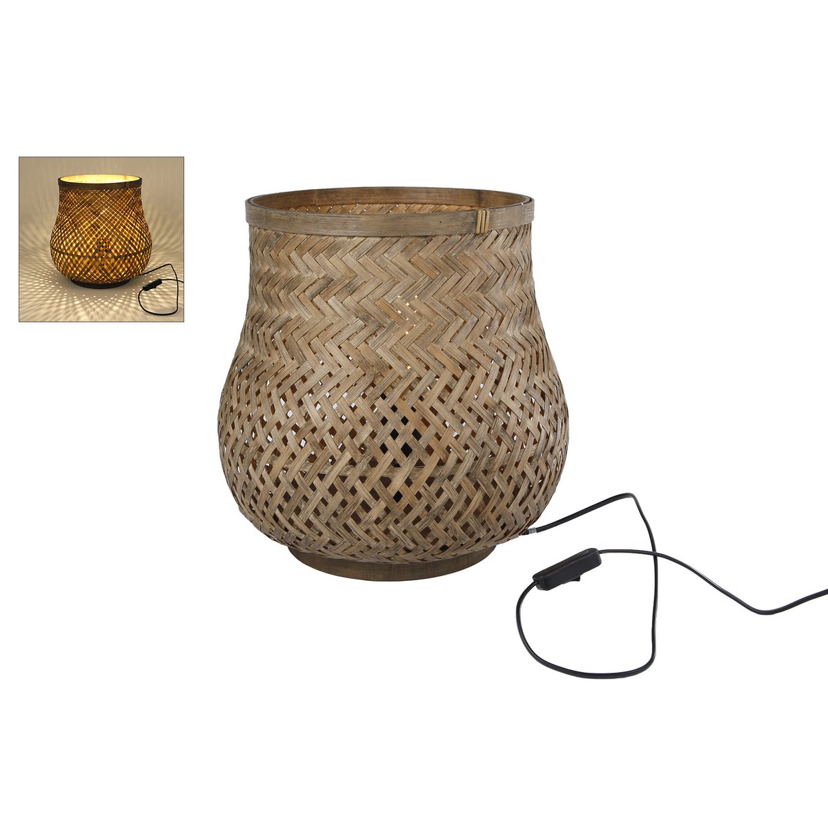 Table lamp Lina XL brown bamboo 385x385x335cm