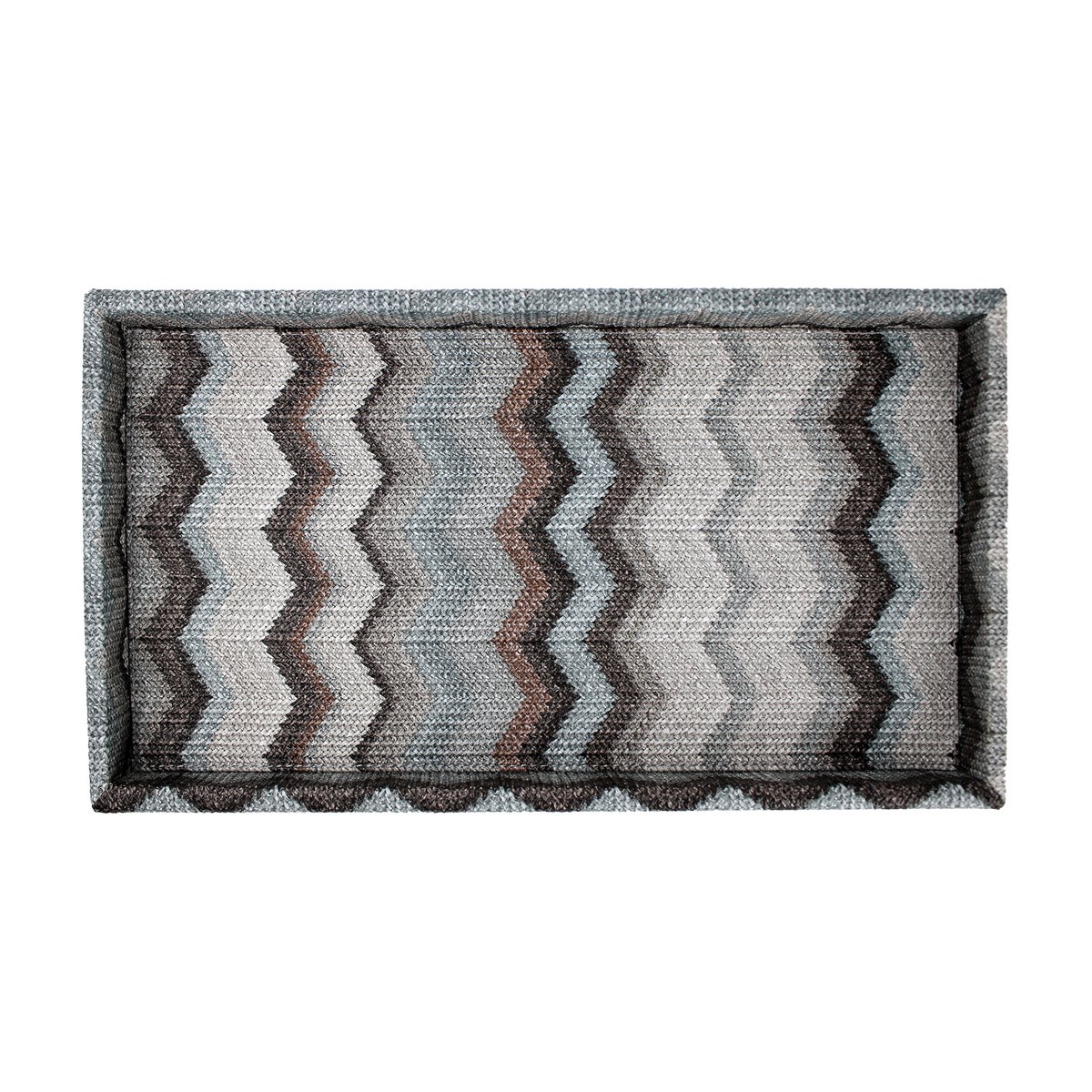 Comprimé plateau cosmétique gris en cuir artificiel rectangulaire zigzag gris