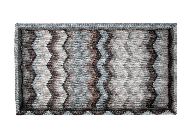 Comprimé plateau cosmétique gris en cuir artificiel rectangulaire zigzag gris