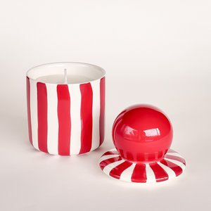 Kerze mit Deckel Stripes – tramonto red