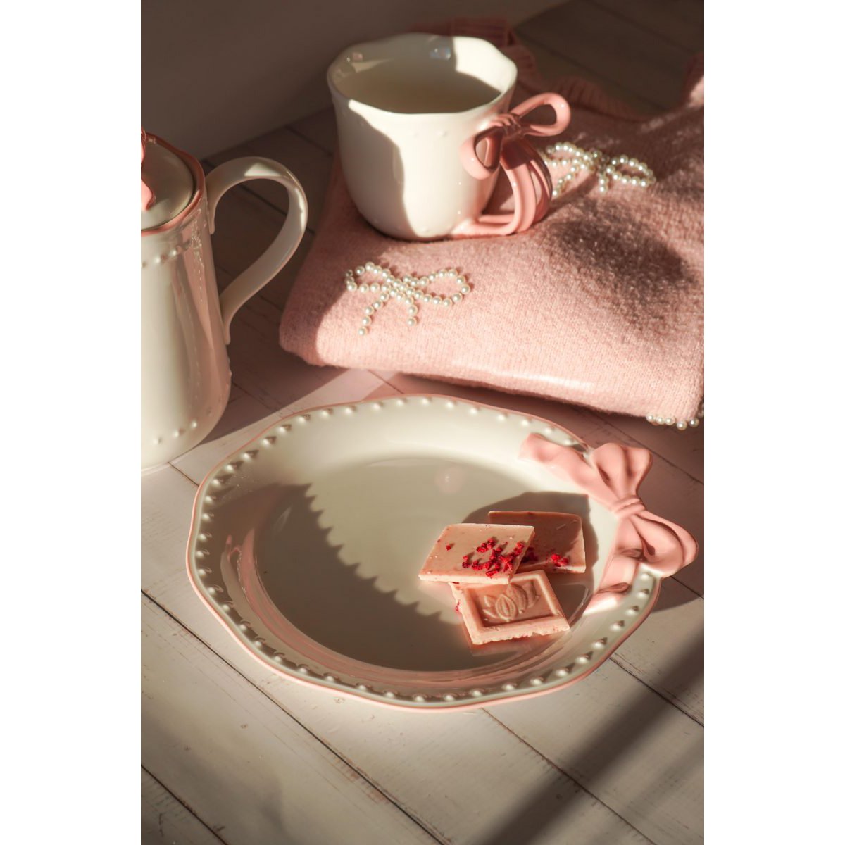 Dessert plate Ribbon Grace pink 22 cm Isabelle Rose