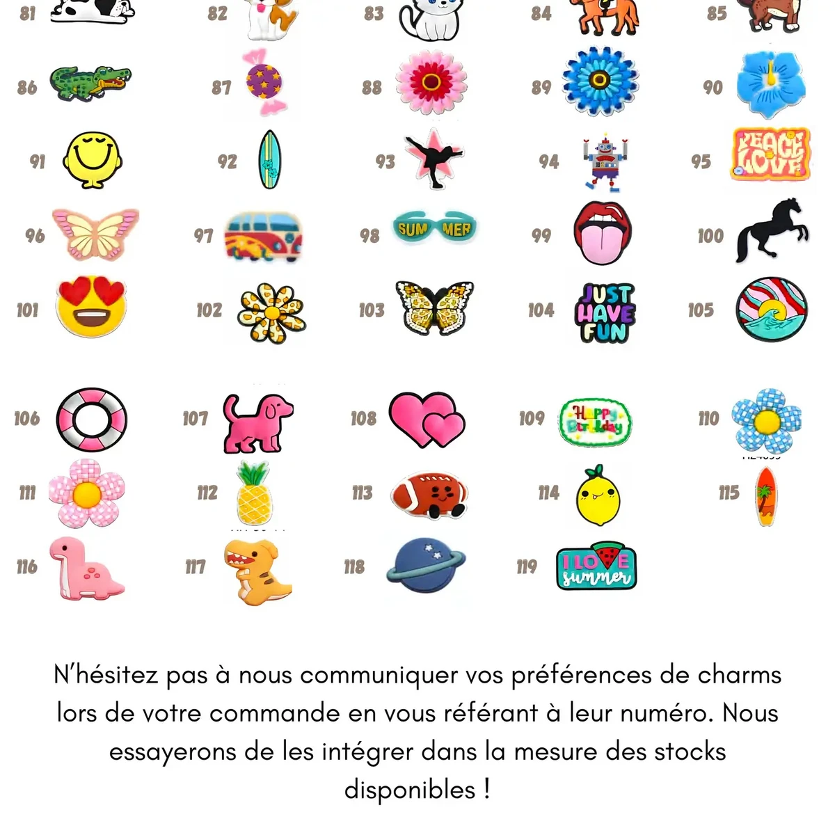 Paquete de Rephrage de 50 encantos divertidos y coloridos para bar en encantos 