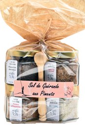Lot of Guérande salt flavored with peppers + boxwood shovel - 4*70g | Salt craftsmen