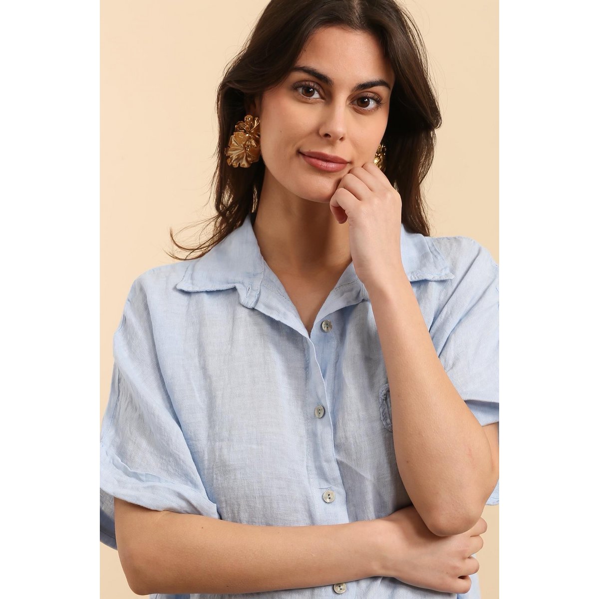 Shirt with a linen flower Ref. 20341
