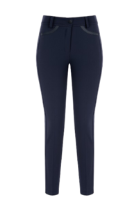 Straight Trousers with Faux Leather Detail