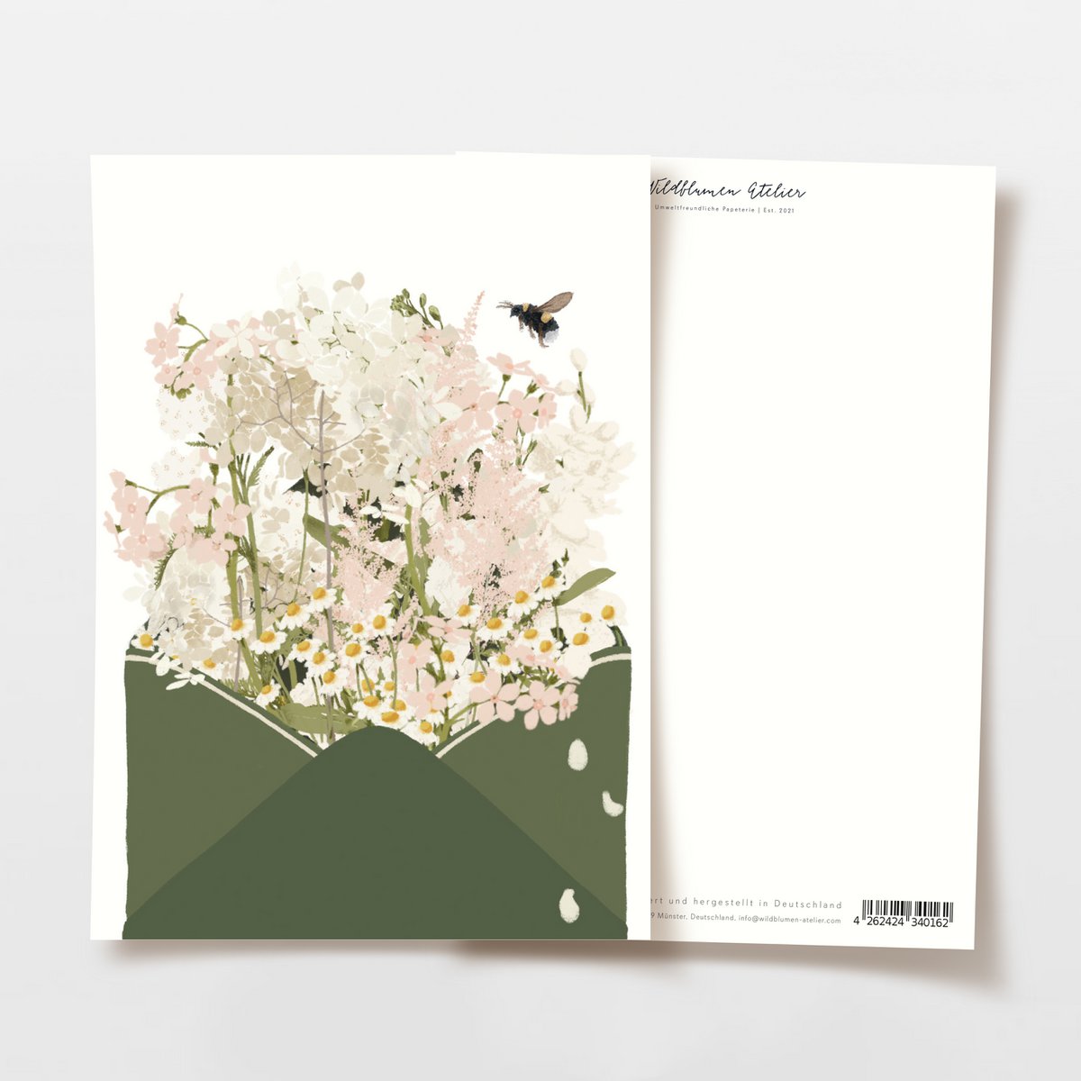 Ansichtkaartenvelop met bloemen