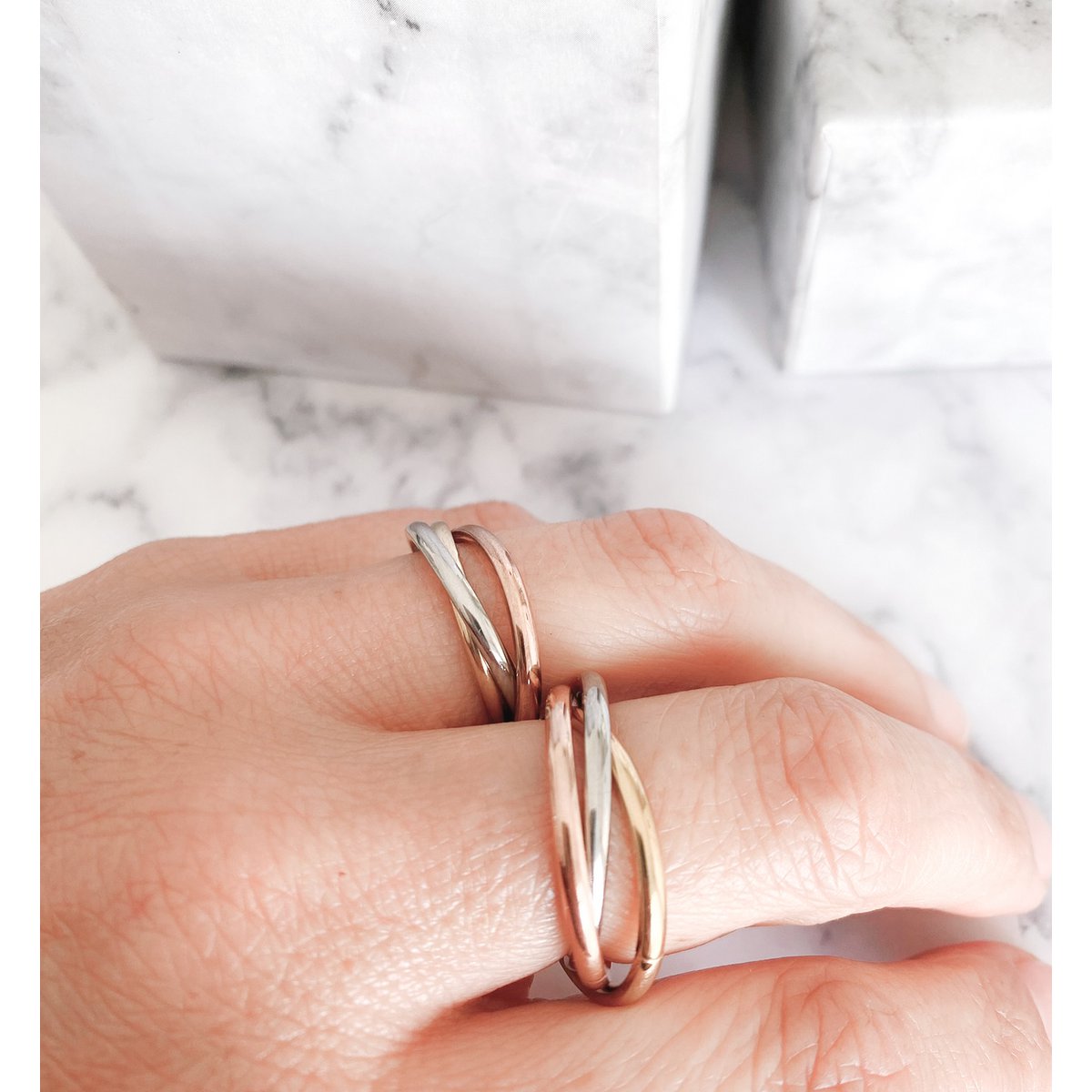 R1067 Rolling Anxiety Fidget Ring Rose Gold Stålfarve