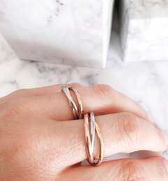 R1067 Rolling Anxiety Fidget Ring Rose Gold Steel Color