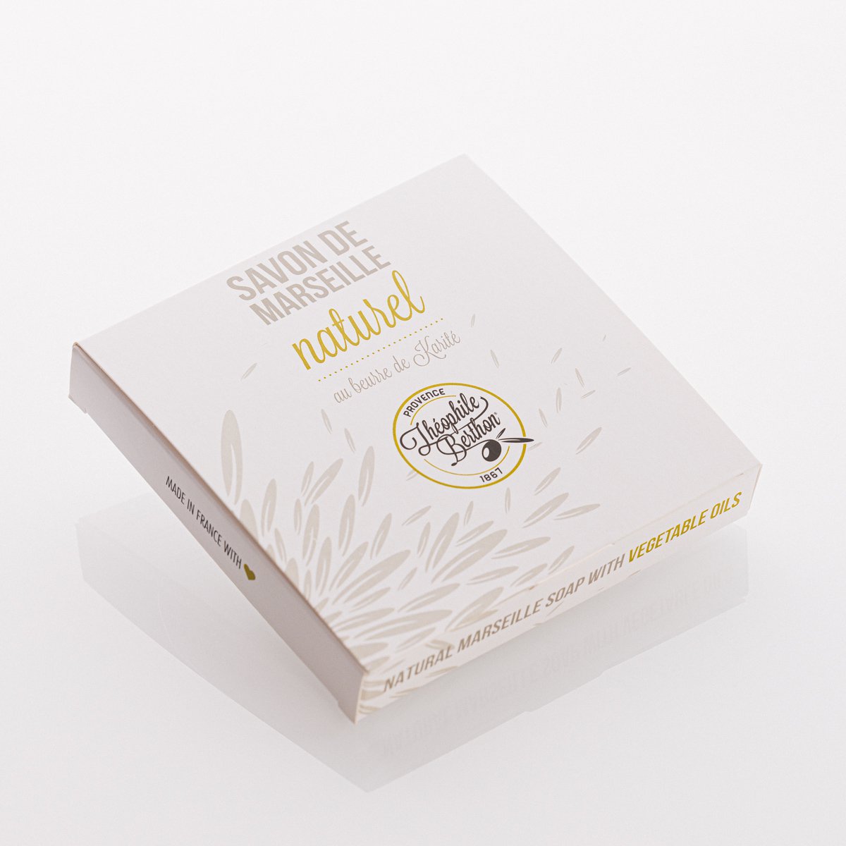 Pudełko 4 mydeł marsylskich 50g - Z organicznym masłem shea - Zapachy oliwki, konwalii, róży i lawendy