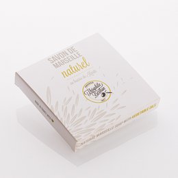 Scatola da 4 saponi di Marsiglia 50g - Con burro di karitè biologico - Profumi di Oliva, Mughetto, Rosa e Lavanda