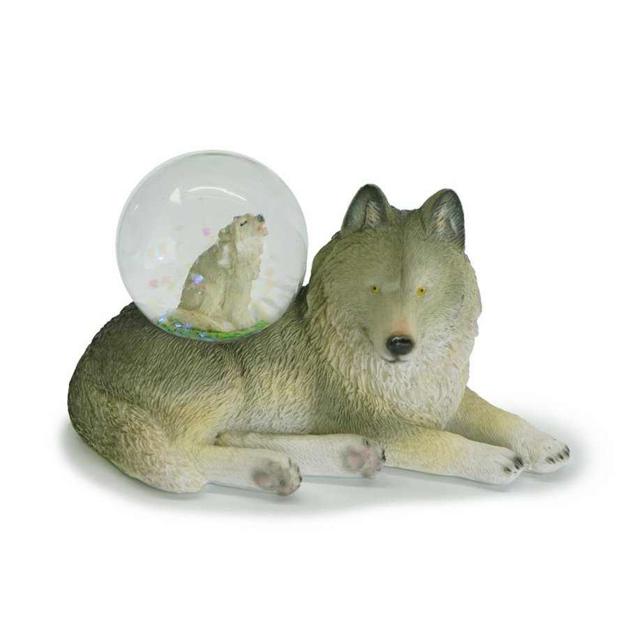 Poly wolf with wolf glitter ball