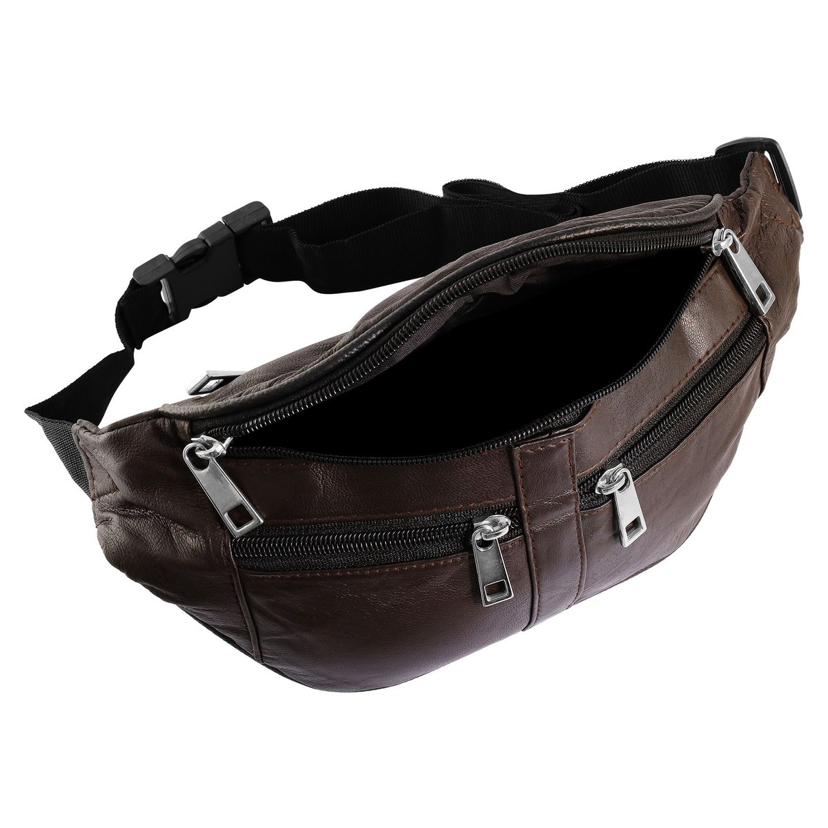 Sac banane Steinmeister en cuir véritable, marron