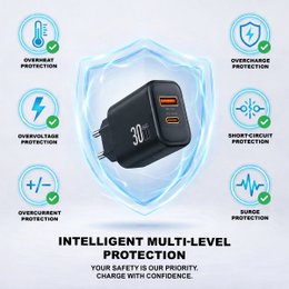 Cargador rápido PD de 30W con USB-C y USB-A – NOVOTECK C-026