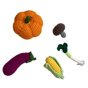 Crochet vegetables “Autumn” set of 5 for grocery stores and children’s kitchens