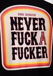 Kapuzensweatjacke 'Never Fuck A Fucker' in Schwarz