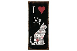 Targa in metallo I love my cat 30x13 cm