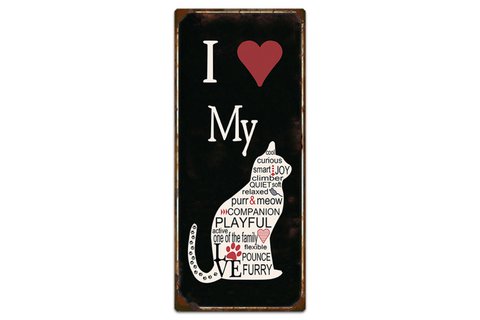 Metal sign I love my cat 30x13 cm