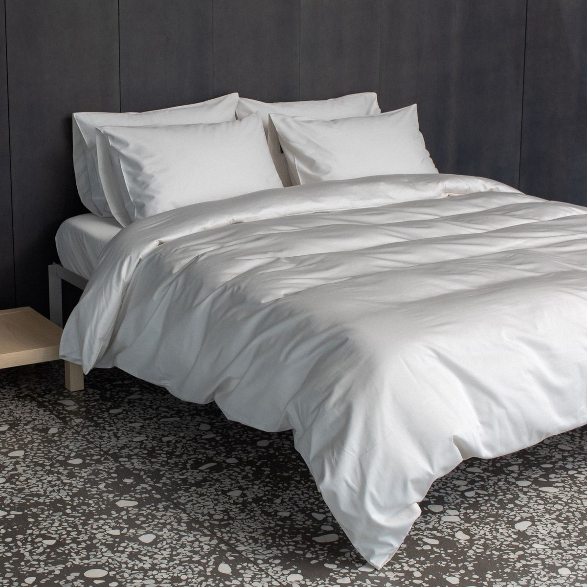 Ensemble de couette en satin 500 fils au lait d'amande